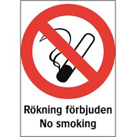 Förbudsskylt: Rökning förbjuden / No smoking
