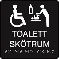 Taktil skylt: Toalett handikapp/skötrum