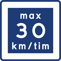 trafikmärke rekommenderad lägre hastighet max 30km/h