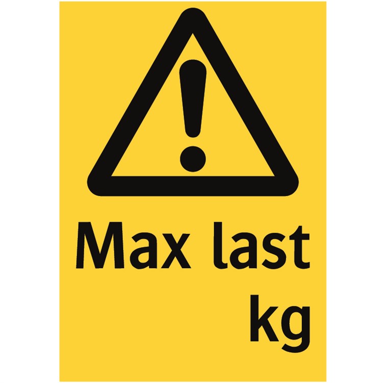 Varningsskylt: Max last (kg)