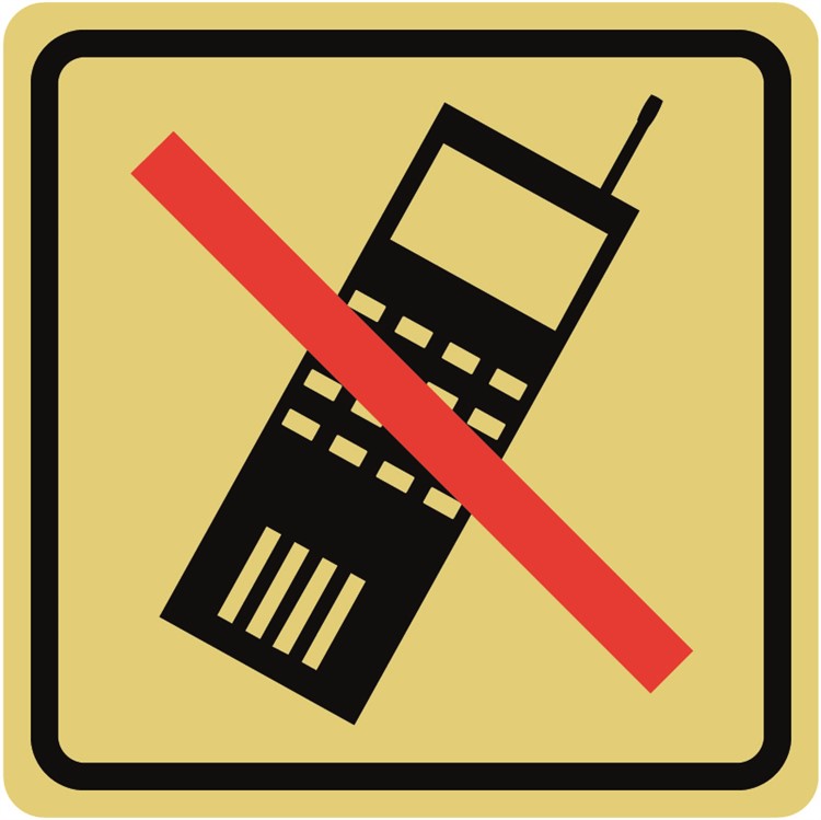 Guldanodiserad skylt: Mobilförbud