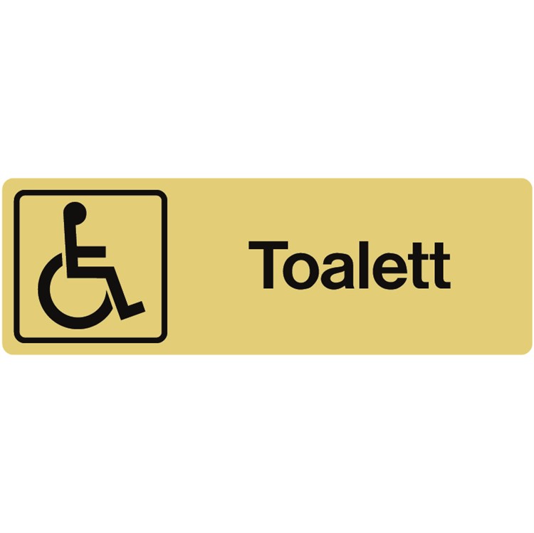 Guldanodiserad skylt: Toalett för rörelsehindrade