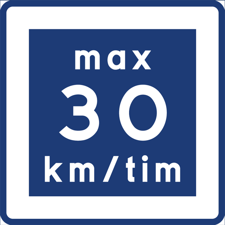 trafikmärke rekommenderad lägre hastighet max 30km/h