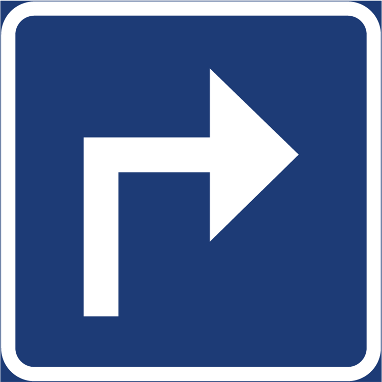 trafikmärke riktning vinkelböjd pil höger