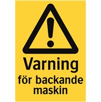 Varning för backande maskin