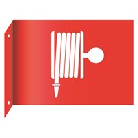 Dubbelsidig flaggskylt: Brandslang (brandpost)