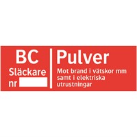 Branddekal: Brandsläckare, Pulver (BC)