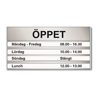 Öppetskylt för 2st textremsor