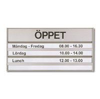 Öppetskylt för 2st textremsor