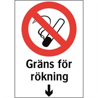 Förbudsdekal: Gräns för rökning