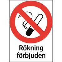 Förbudsdekal: Rökning förbjuden