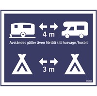 Skylt: Avståndet gäller även förtält till husvagn/husbil.