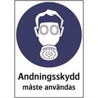 Påbudsskylt: Andningsskydd måste användas