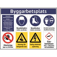 Kombinationsskylt: Byggarbetsplats