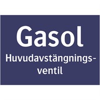 Informationsdekal: Gasol. Huvudavstängsningsventil.