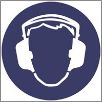 Påbudsskylt: Hörselskydd måste användas