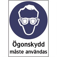 Påbudsdekal: Ögonskydd måste användas