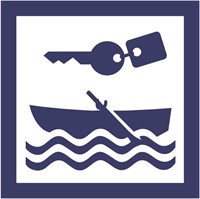 Skylt: Uthyrning, roddbåt