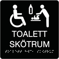 taktil skylt toalett toalett handikapp skötrum