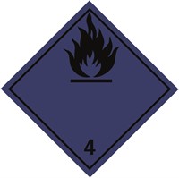 Varningsetikett: Utvecklar brandfarlig gas vid kontakt med vatten