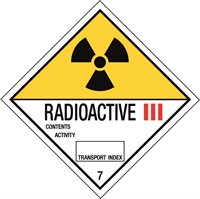 Varningsetikett: Radioaktivt ämne av kategori III-GUL