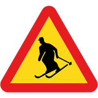 trafikmärke varning för skidåkare