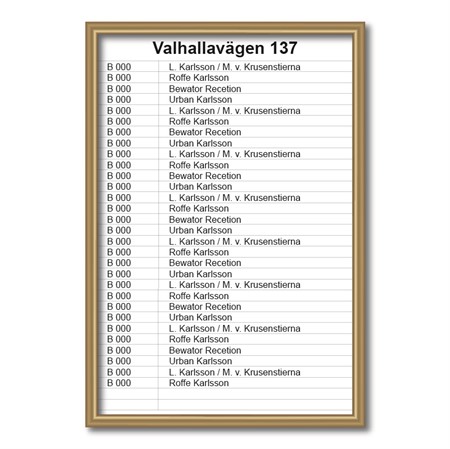 Portkods-/hisstavla (guld), 170x300mm