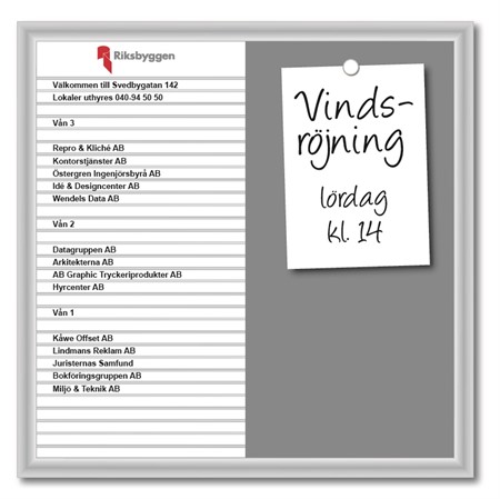 Fastighetsregister med textprofiler/anslag, 550x550mm