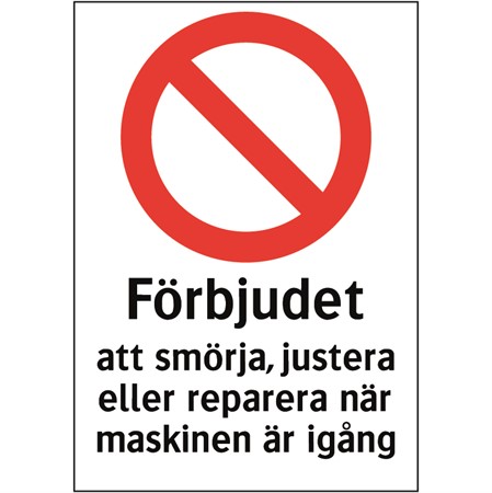 Förbudsskylt för väggmontage, 210x297mm