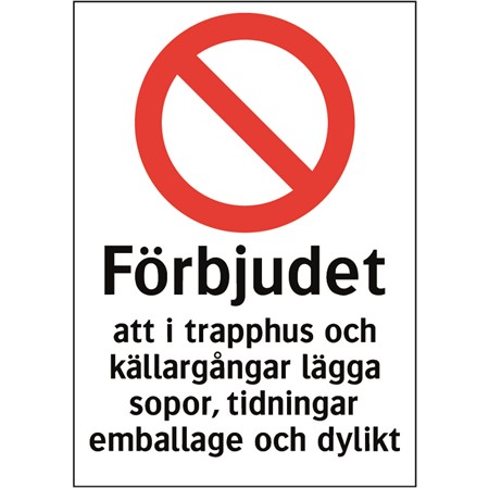 Förbudsskylt för väggmontage, 105x148mm