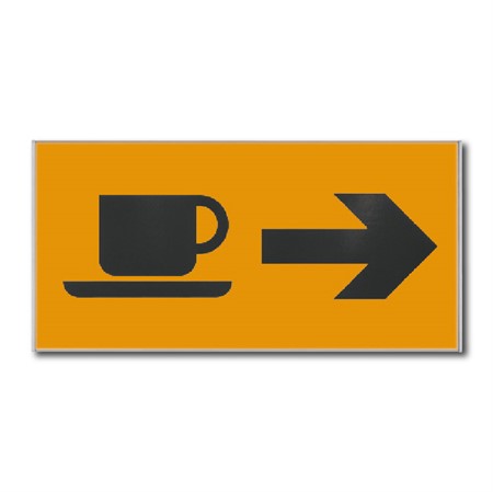 Hänvisningsskylt för väggmontage, 312x156mm