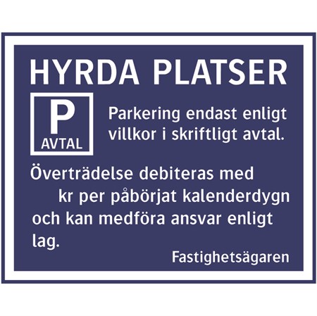 Parkeringsskylt för väggmontage, 500x400mm