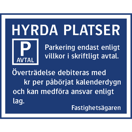 Parkeringsskylt för väggmontage 500x400mm