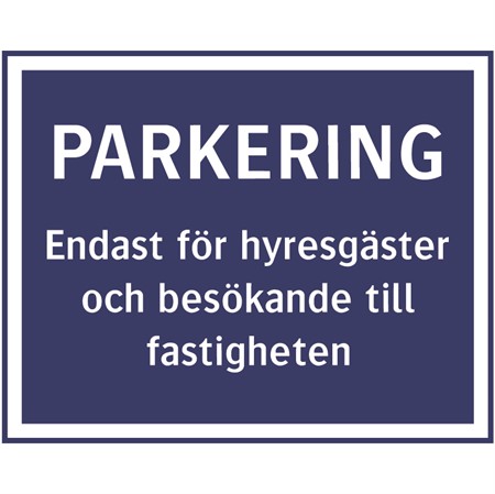 Parkeringsskylt för väggmontage, 500x400mm