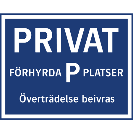 Parkeringsskylt för stolpmontage 500x400mm
