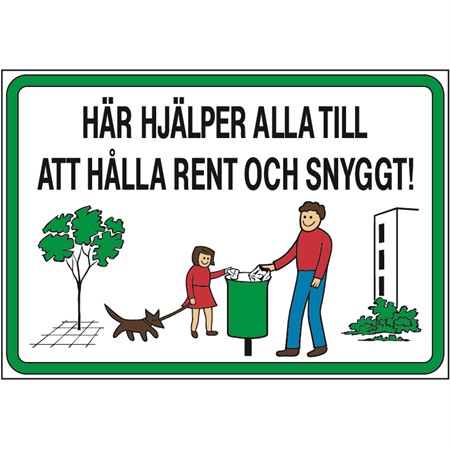 Vänlig skylt för stolpmontage, 535x370mm