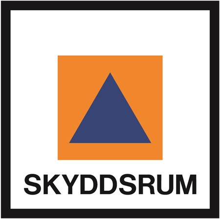 Skyddsrumsskylt för väggmontage, 250x250mm