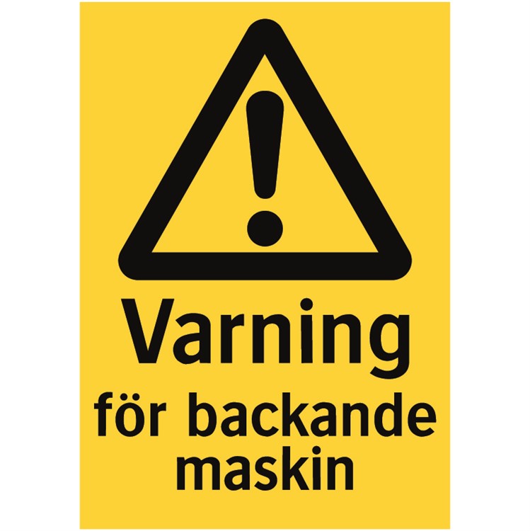 Varning för backande maskin
