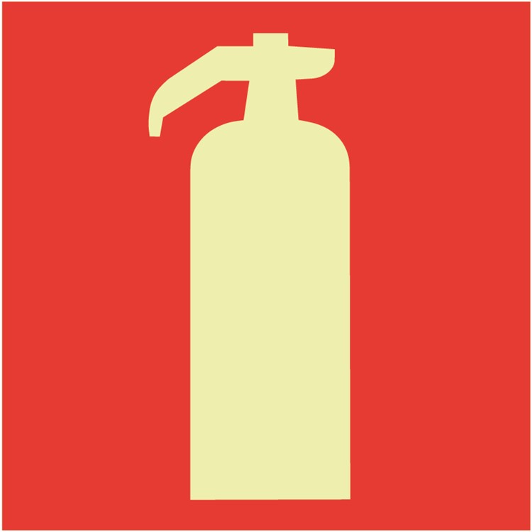 Efterlysande brandskylt: Brandsläckare