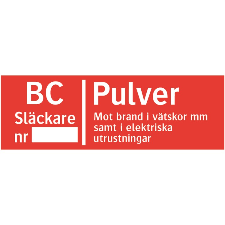 Brandskylt: Brandsläckare, Pulver (BC)