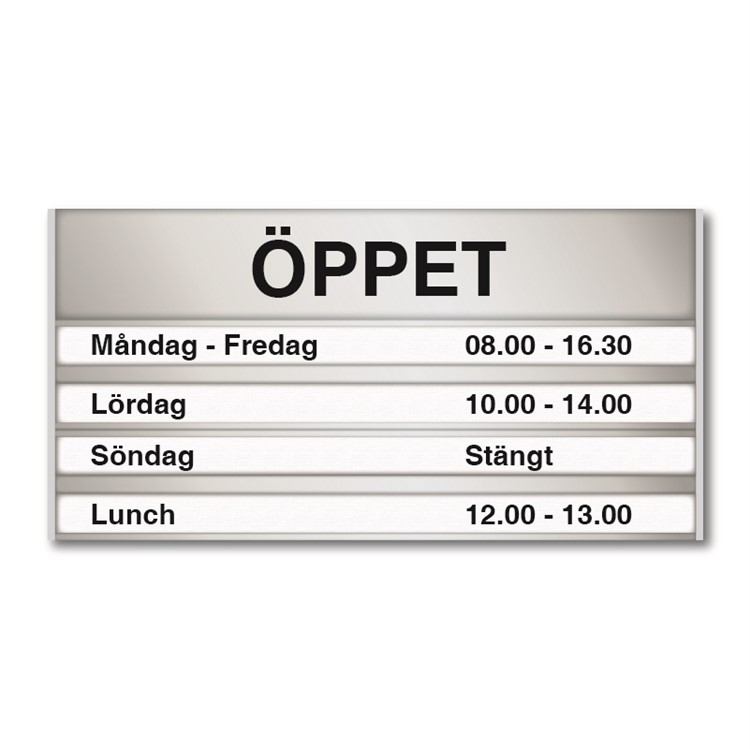 Öppetskylt för 2st textremsor