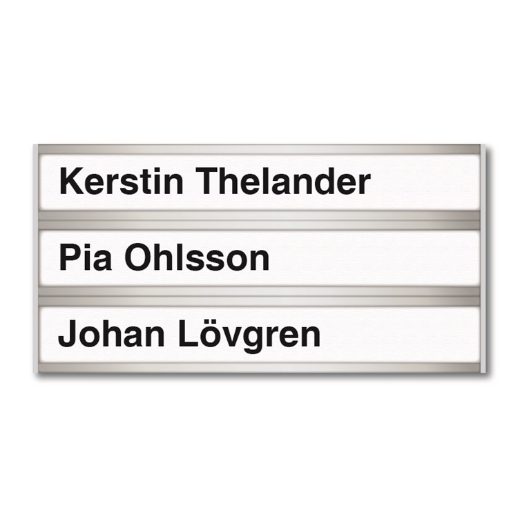 Dörrskylt för 3st textremsor