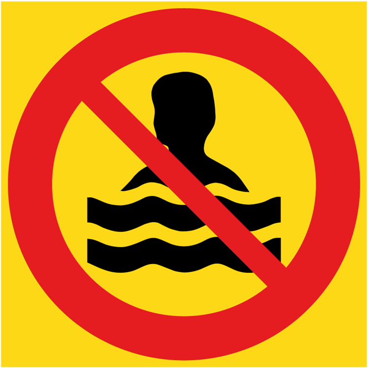 förbudsskylt förbud mot badning