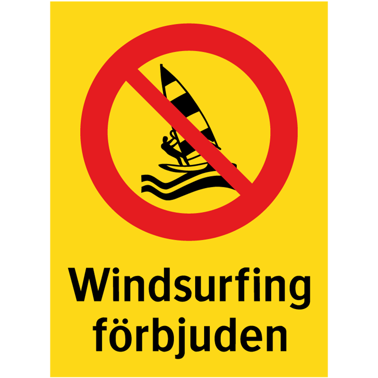 förbudsskylt windsurfing förbjuden