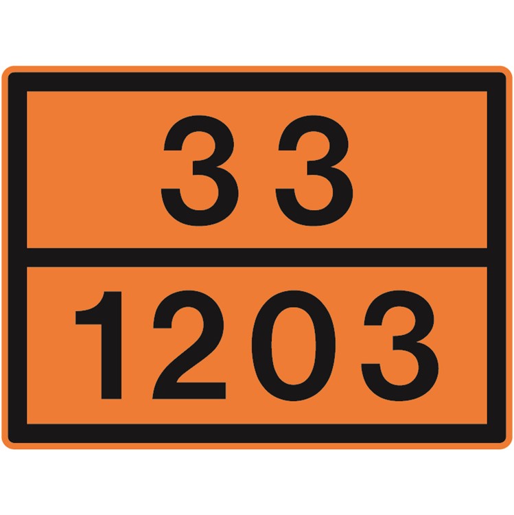 ADR-skylt, landsvägstransport av farligt gods (bensin)