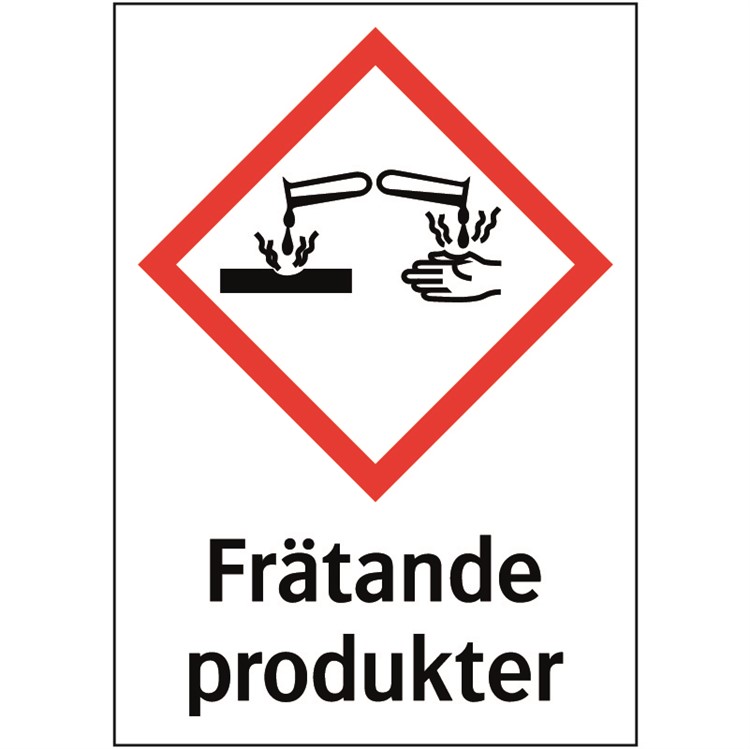 Kemisk varningsdekaler: Frätande produkter