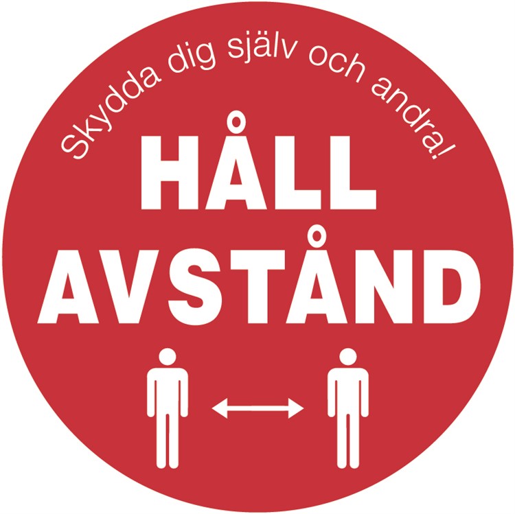 Golvdekal: Skydda dig själv och andra! Håll avstånd.