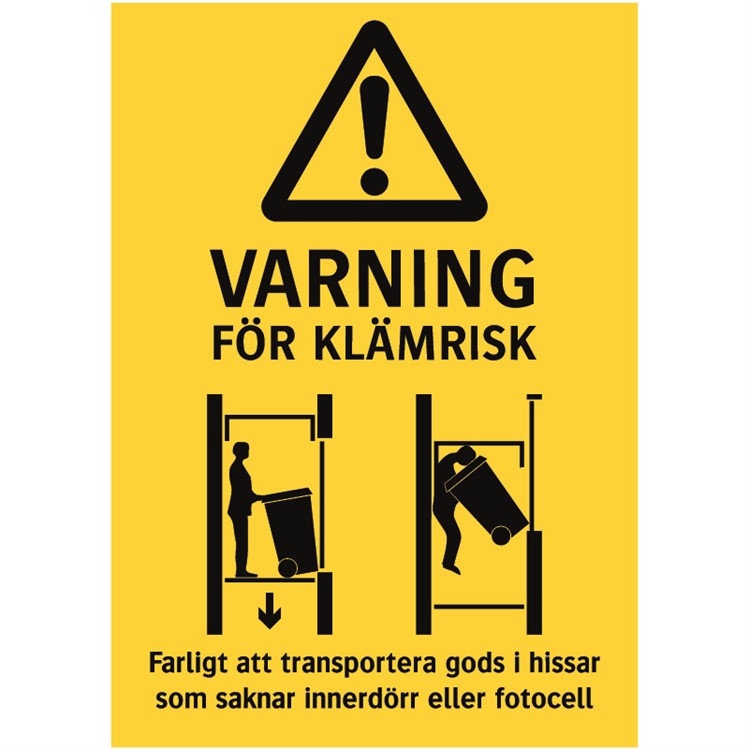 Varningsskylt: Varning för klämrisk