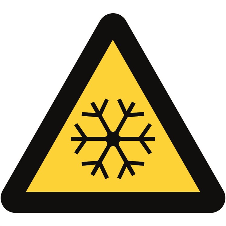 Varningsskylt Varning för låg temperatur