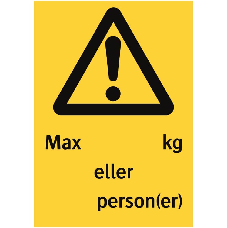 Varningsskylt: Max kg eller personer